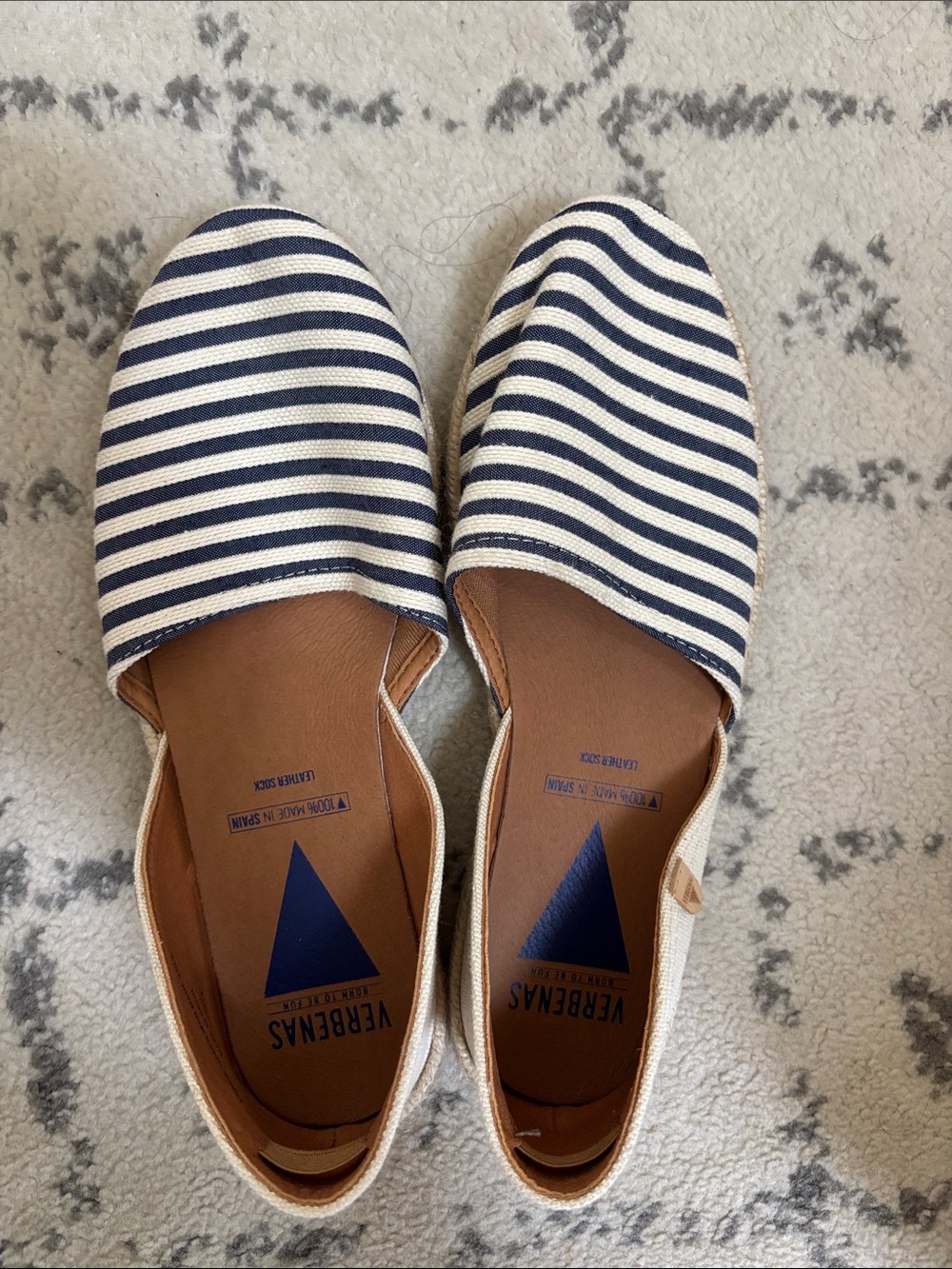 Verbenas Navy & White Striped Canvas Espadrilles